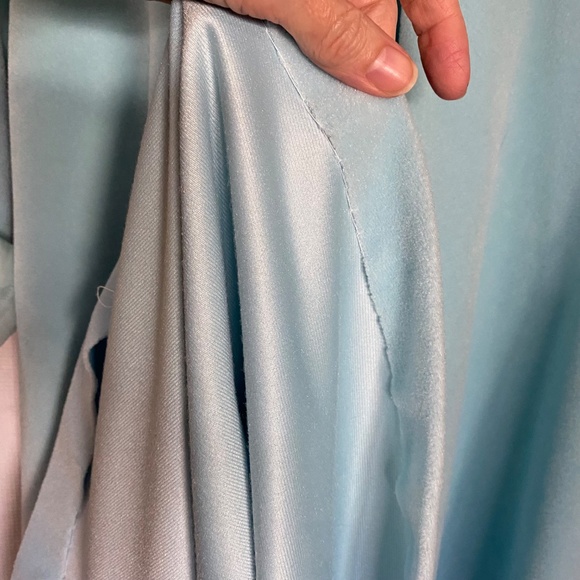 VANITY FAIR 60s Quilted Collar Empire Gown Robe Blue S/M - Picture 11 of 13